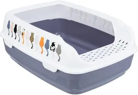 Meilleurs prix pour Bac à litière Delio bleu et blanche 49.5 x 38 x 20 cm pour chat - animallparadise Bleu