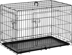 Comparer les prix de Cage caisse de transport pliante pour chien en métal noir 91 x 61 x 67 cm