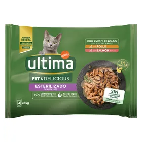 Comparer les prix de Ultima Stérilisé poulet, saumon - Pâtée pour chat