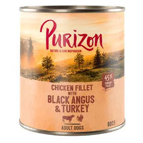 Meilleurs prix pour Purizon Adult 6 x 800 g - sans céréales  - bœuf Black Angus, dinde, patates douces, cranberries