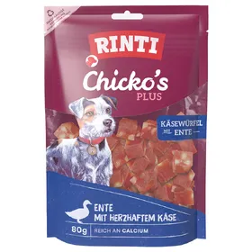 Meilleurs prix pour RINTI Chicko Plus Dés de fromage & canard pour chien - 12 x 80 g