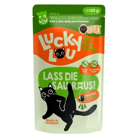 Comparer les prix de 125g Lucky Lou Adult bœuf & sanglier nourriture pour chat humide
