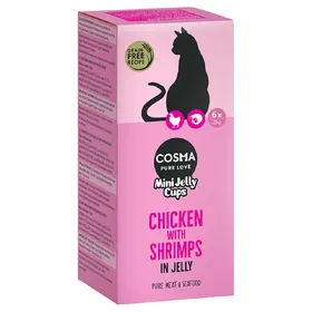 Comparer les prix de Lot Cosma Mini Jelly Cups 24 x 25 g pour chat - poulet/crevettes