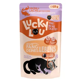 Meilleurs prix pour Paquet économique 48x125g Lucky Lou Adult volaille & saumon nourriture pour chat humide