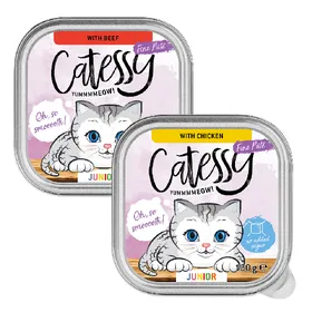 Meilleurs prix pour 32x 100g Catessy Junior-Paté Mix (2 sortes) nourriture pour chats humide