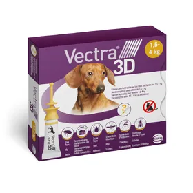 Comparer les prix de Vectra 3D XS Spot-on pour chiens 1,5 - 4 kg (3 pipettes) 3 pipettes