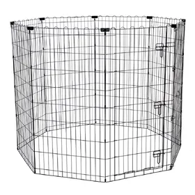 Comparer les prix de Enclos haut en métal TIAKI pour chiot – 8 panneaux de L 61 x H 122 cm