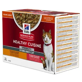 Comparer les prix de Hill's Science Plan Adult Sterilised Healthy Cuisine poulet, saumon - 48 x 80 g
