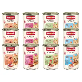 Comparer les prix de 12 x 400g paquet économique animonda Carny Adult  - assortiment gourmet pour chat 4 sortes