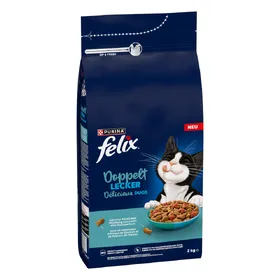 Comparer les prix de 2 kg Felix Dubbel délicieux saumon et poisson de mer nourriture pour chat sèche