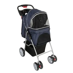 Meilleurs prix pour Poussette Sporty Pet petit chien / chat Bleu marine / gris clair - Poussette pour Chien