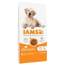 Comparer les prix de Senior & Mature Large poulet IAMS for Vitality Croquettes pour chien