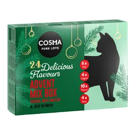 Meilleurs prix pour Coffret de l'Avent Cosma pour chat - 1 coffret contenant 24 aliments humides Cosma (1710 g)