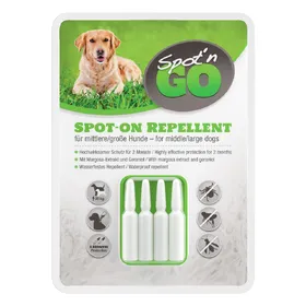 Meilleurs prix pour Répulsif Spot'n Go 6 applications pour grand chien (12 pipettes de 1,5 ml) - pour chien