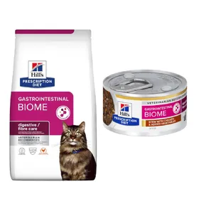 Meilleurs prix pour 8kg Gastrointestinal Biome PD Hill's croquettes pour chat + 6x82g boîtes offertes !