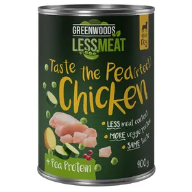 Meilleurs prix pour Greenwoods Less Meat petits pois 6 x 400 g pour chien - poulet