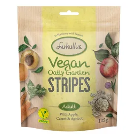 Meilleurs prix pour Lukullus Vegan Garden Strips pommes, carottes, abricots pour chien - 3 x 125 g