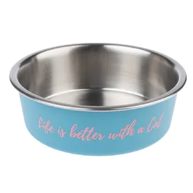Comparer les prix de Gamelle en inox TIAKI "Better With A Cat" pour chat - capacité : 850 mL, 17,2 cm de diamètre