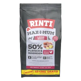 Meilleurs prix pour 12kg+2kg poulet Max-i-mum large races RINTI Croquettes pour chien