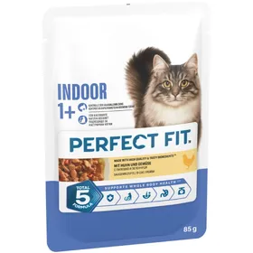 Meilleurs prix pour Lot économique: 24x85g PERFECT FIT Indoor 1+ poulet nourriture humide pour chat