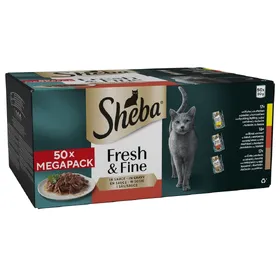 Meilleurs prix pour Multipack Sheba Fresh & Fine en sachets fraîcheur, 50 x 50 g pour chat - poulet, bœuf et canard en sauce