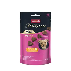 Comparer les prix de 10 x 50 g mini bouchées Animonda vom Feinsten adulte saveur poulet à l’artichaut, friandises pour chien