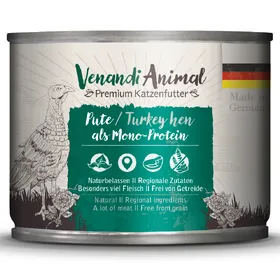 Comparer les prix de 6 x 200 g Venandi Animal Monoprotéine Dinde nourriture pour chat humide