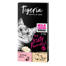 Meilleurs prix pour Tigeria Milk Cream Snack pêche, mangue - Friandises pour chat