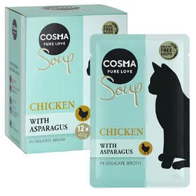 Meilleurs prix pour 24x40g Cosma Soup blanc de poulet, asperges - Pâtée pour chat