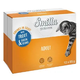 Meilleurs prix pour Lot Smilla Adult Bouchées aux légumes 24 x 85 g pour chat - Adult truite, haricots verts
