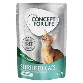 Comparer les prix de Concept for Life Sterilised Cats en sauce lapin sans céréales pour chat - 12 x 85 g