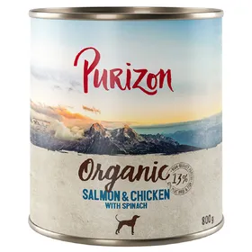 Comparer les prix de Purizon Organic Bio 6 x 800 g pour chien - saumon, poulet & épinards