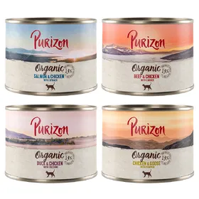 Meilleurs prix pour Lot Purizon Organic bio 24 x 200 g pour chat - sans céréales - lot mixte (4 saveurs)