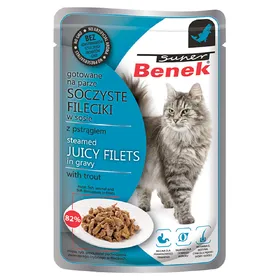 Comparer les prix de Lot Super Benek Filets en sauce 56 x 85 g pour chat - truite