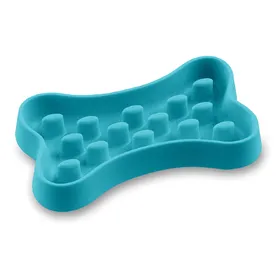 Comparer les prix de Gamelle Here Sparky Slow Chow Bone turquoise 1,4 l, 35,9 x 20,4 x 5 cm pour chien