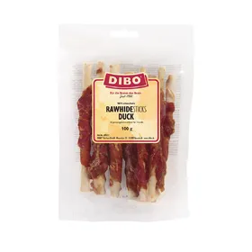Comparer les prix de DIBO Bâtonnets de peau crue au canard - 100 g