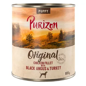Comparer les prix de 6x 800g Purizon Puppy filet de poulet avec bœuf Black-Angus & Dinde nourriture pour chiens humide