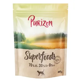 Meilleurs prix pour 400g Superfoods bœuf avec buffle, petits pois et grenade Purizon croquettes pour chat