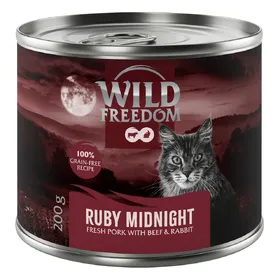 Comparer les prix de Wild Freedom Adult "Red" 6 x 200 g - sans céréales pour chat - Ruby Midnight - porc, bœuf, lapin
