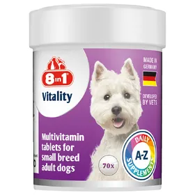 Comparer les prix de 70 comprimés multivitaminés 8in1 Vitality Complément alimentaire pour chiens de petite race