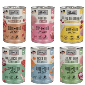 Meilleurs prix pour lot économique : 24 x 400 g mixte MAC´s Cat Assortiment découverte (6 variétés), aliment humide pour chat