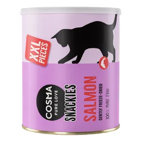 Comparer les prix de Lot Maxi Tube Cosma Snackies XXL, saumon (3x450 g) - Friandises lyophilisées pour chat