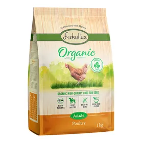 Comparer les prix de Croquettes Lukullus Organic volaille sans blé pour chien - Lot économique : 5 x 1 kg