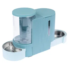 Meilleurs prix pour Distributeur d'eau et de nourriture TIAKI, bleu clair pour chien et chat - jusqu'à 1,3 kg de croquettes et 3 L d'eau