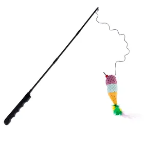 Comparer les prix de Canne à pêche démontable TIAKI Crème glacée pour chat  - 1 canne à pêche