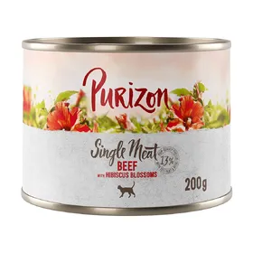 Comparer les prix de Purizon Single Meat 6 x 200 g pour chat - bœuf, fleurs d'hibiscus
