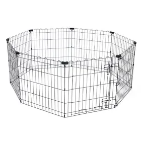 Comparer les prix de Enclos en métal pour chiot TIAKI – taille S : 8 panneaux de l 61 x H 64 cm