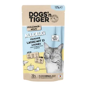 Meilleurs prix pour 12x125g Dogs'n Tiger Cat saumon, œuf nourriture humide pour chats