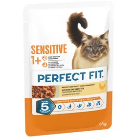 Comparer les prix de 12 x 85 g Perfect Fit Sensitive 1+ poulet, Nourriture pour Chat