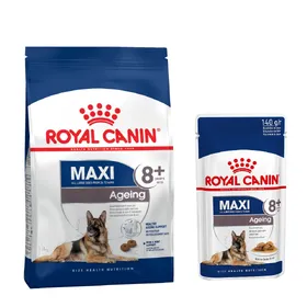 Comparer les prix de Lot Maxi Ageing 8+ croquettes + sachets Royal Canin - Nourriture pour chien